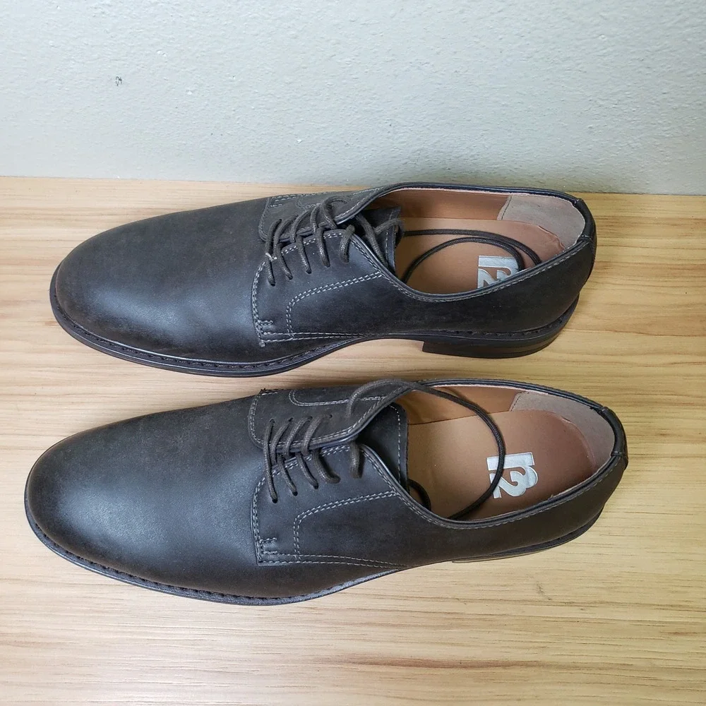 R2 Report Mens Size 10 Eric Lace Up Oxford Loafers Black Faux Leather Dress Shoe